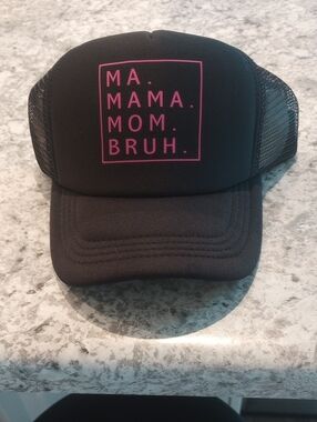 Hobby Lobby Black Trucker Hat with Pink Text Box Design